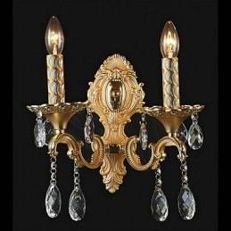 Gyllen Krystallvegglampe Med 2 Lys