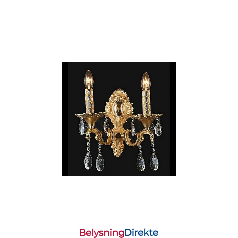 Gyllen Krystallvegglampe Med 2 Lys