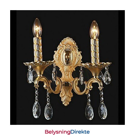 Gyllen Krystallvegglampe Med 2 Lys