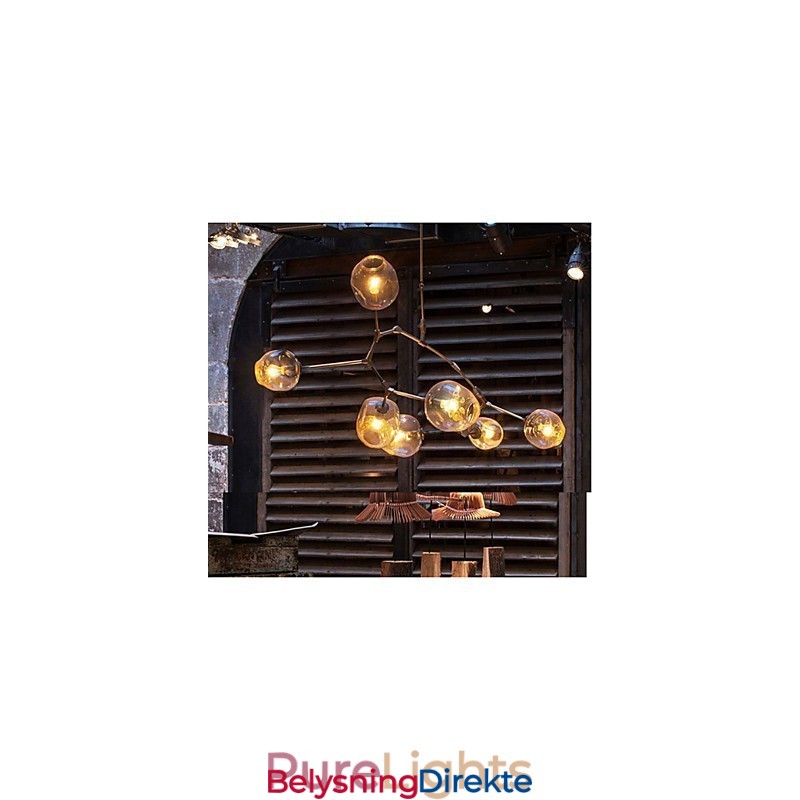 Kunstglasskule Hengende Grener Hengende Lysekrone Med 7 Lys Og Glassskjerm