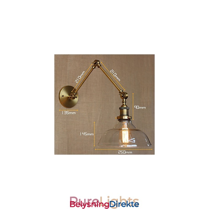 Loft Style Designer Lamp Moderne Glass Bronse Cafe Dekorativ Vegglampe