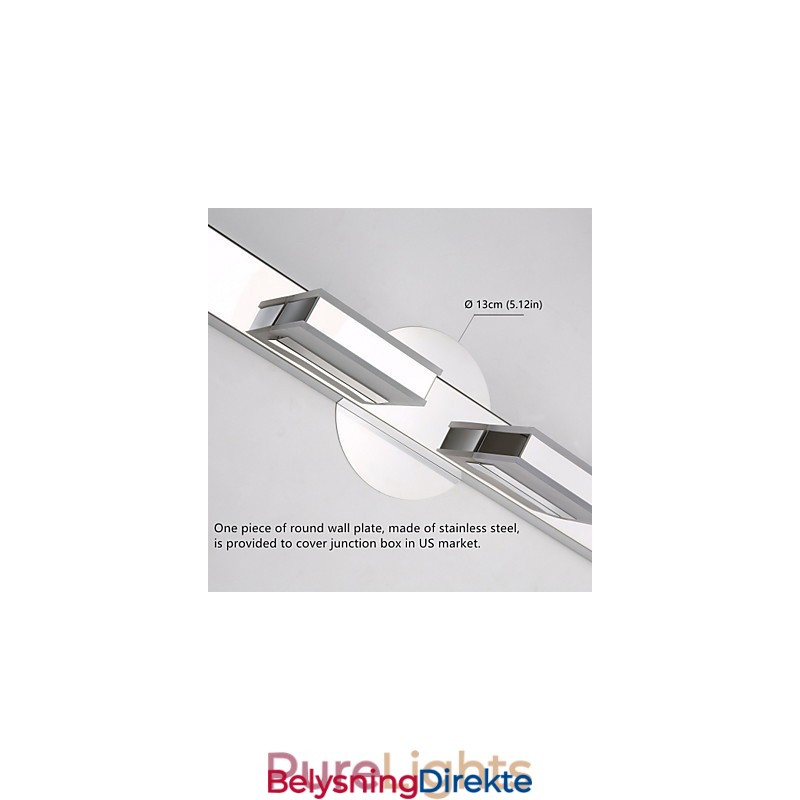 Firkantet Speillampe I Rustfritt Stål Og Akryl