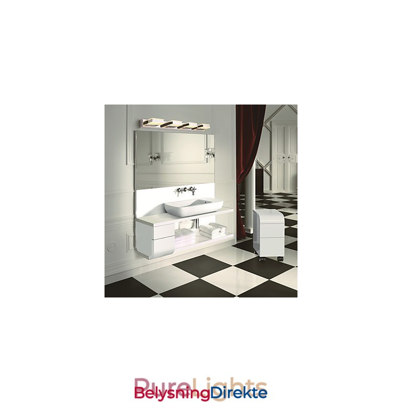 Firkantet Speillampe I Rustfritt Stål Og Akryl