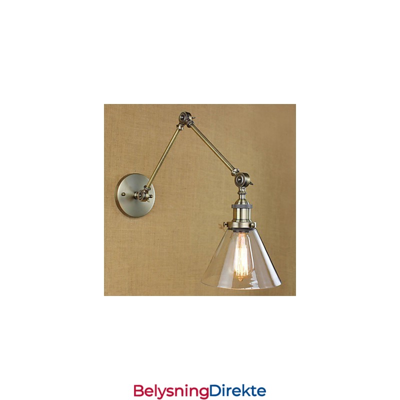 Jernbelagt Bronse Bargang Spisestue Hotell Vintage Jernarm Glass Vegglampe Belysning