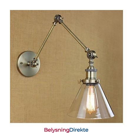 Jernbelagt Bronse Bargang Spisestue Hotell Vintage Jernarm Glass Vegglampe Belysning