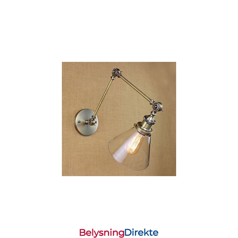 Jernbelagt Bronse Bargang Spisestue Hotell Vintage Jernarm Glass Vegglampe Belysning