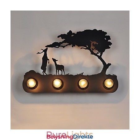 4 Lys I Amerikansk Landsby, Pastoral Loftsstil, Jernvegglampe I Retrostil Til Soveromsgang