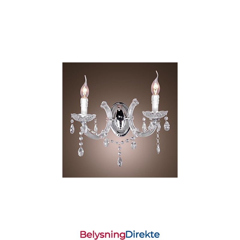 Elegant Krystallvegglampe Med 2 Lys