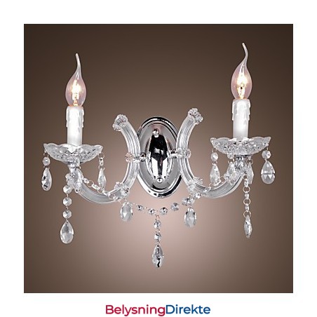 Elegant Krystallvegglampe Med 2 Lys