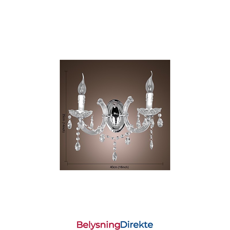 Elegant Krystallvegglampe Med 2 Lys