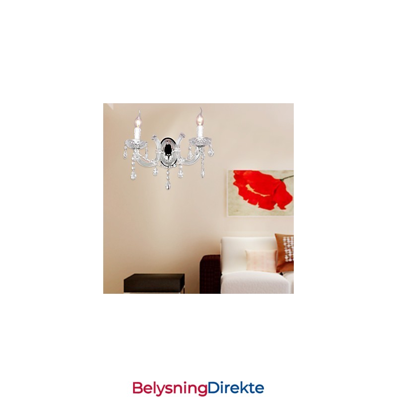 Elegant Krystallvegglampe Med 2 Lys