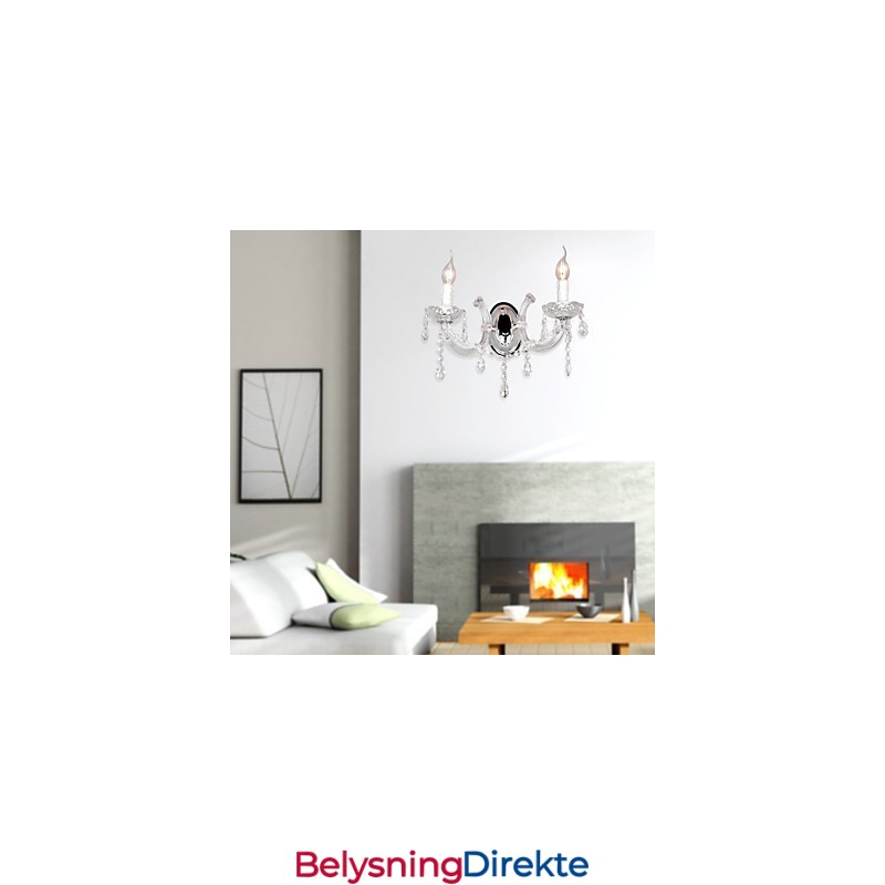 Elegant Krystallvegglampe Med 2 Lys