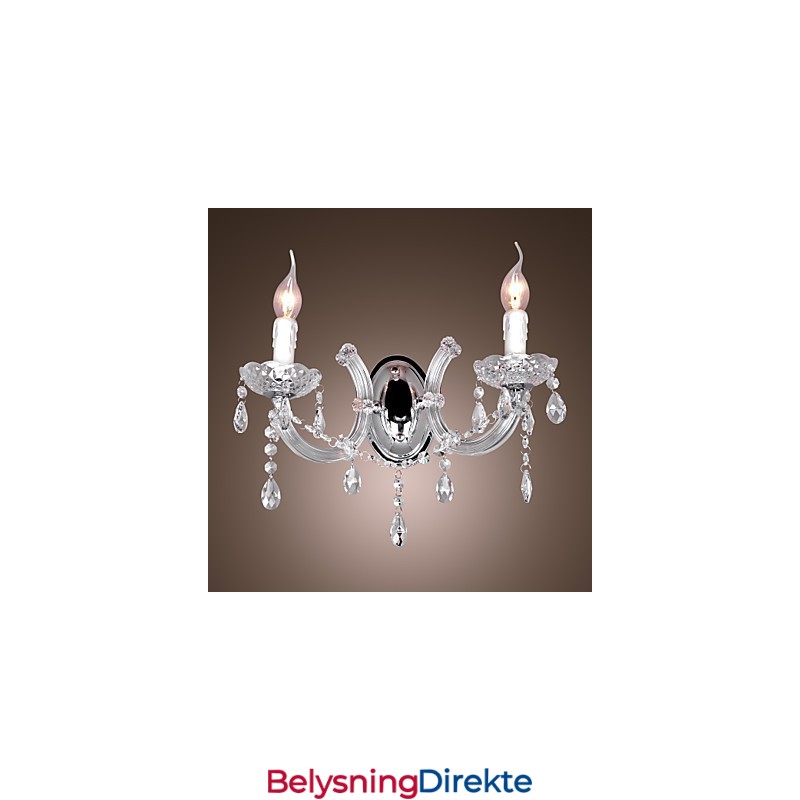 Elegant Krystallvegglampe Med 2 Lys