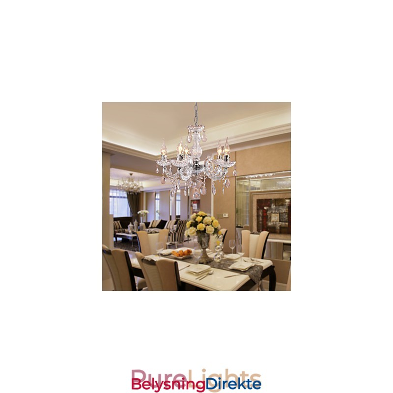 Upligh Krom Taklampe Stearinlys Akryl Armatur Lysekrone Anheng