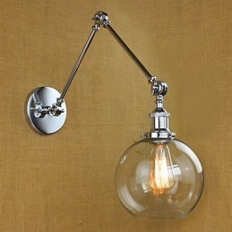 Krom Glass Dobbel Arm Justerbar Sølvfarget Bar Ktv Nattbordsgang Restaurant Hotellrom Vegg