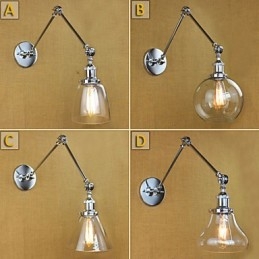 Krom Glass Dobbel Arm Justerbar Sølvfarget Bar Ktv Nattbordsgang Restaurant Hotellrom Vegg