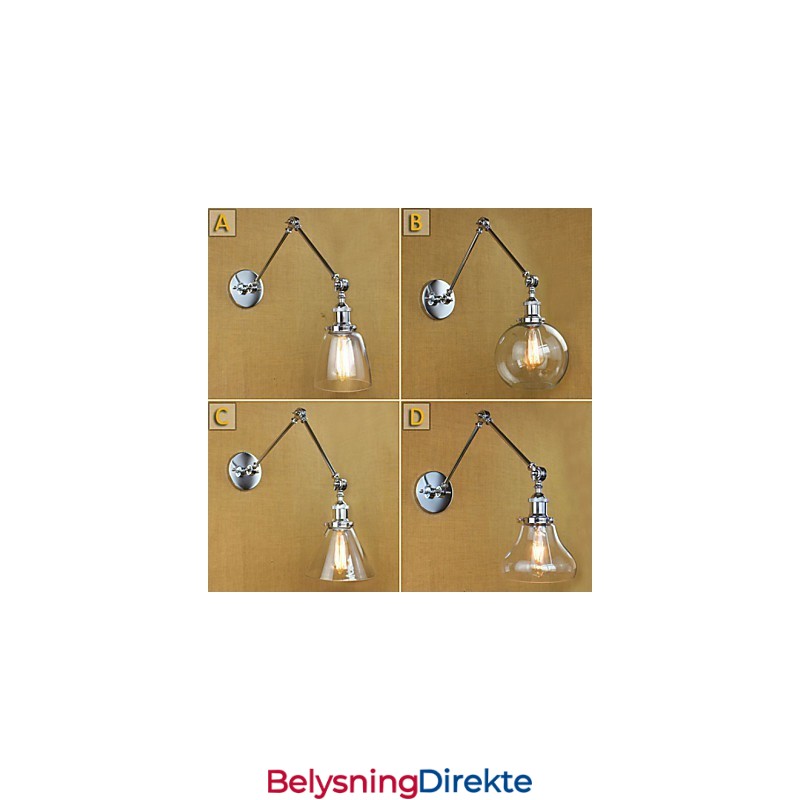 Krom Glass Dobbel Arm Justerbar Sølvfarget Bar Ktv Nattbordsgang Restaurant Hotellrom Vegg