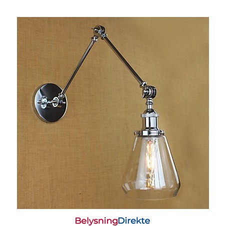 Teleskopisk Retro Vegglampe I Krom I Glass