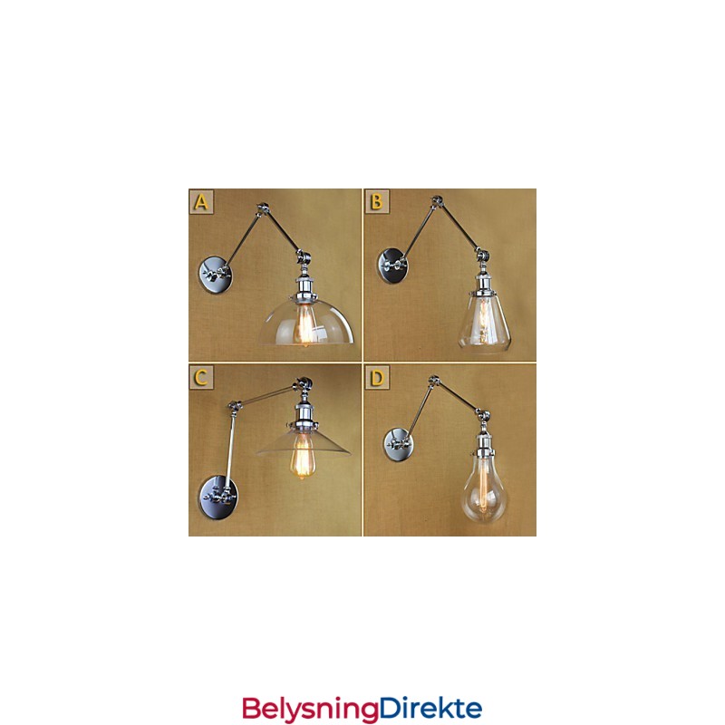 Teleskopisk Retro Vegglampe I Krom I Glass