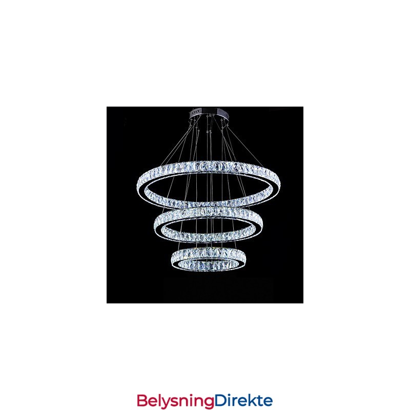 Krystall Pendellampe Moderne Belysning Med Tre Ringer D406080 K9 Store Krystall Taklamper