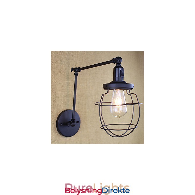 Stil Seng Hotellrestaurant Prosjekt Jernarm Dobbel Retro Vintage Svart Belte Vegglampe Bryter