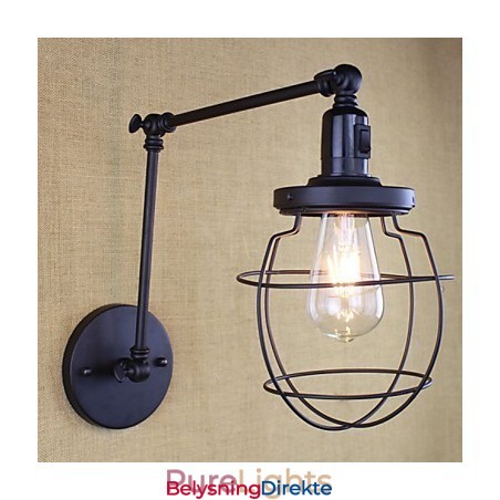 Stil Seng Hotellrestaurant Prosjekt Jernarm Dobbel Retro Vintage Svart Belte Vegglampe Bryter