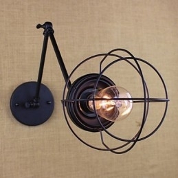 Stil Seng Hotellrestaurant Prosjekt Jernarm Dobbel Retro Vintage Svart Belte Vegglampe Bryter