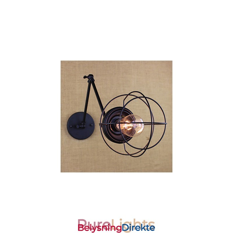 Stil Seng Hotellrestaurant Prosjekt Jernarm Dobbel Retro Vintage Svart Belte Vegglampe Bryter
