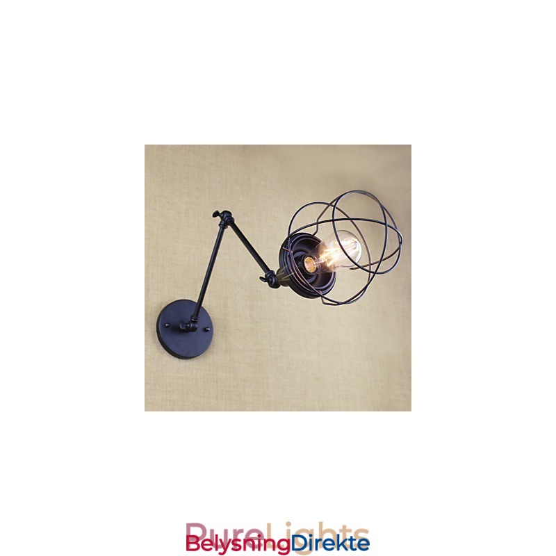 Stil Seng Hotellrestaurant Prosjekt Jernarm Dobbel Retro Vintage Svart Belte Vegglampe Bryter