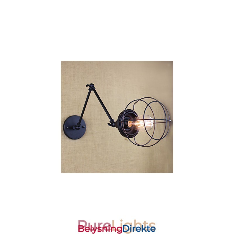 Stil Seng Hotellrestaurant Prosjekt Jernarm Dobbel Retro Vintage Svart Belte Vegglampe Bryter