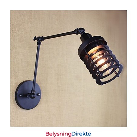 Stil Seng Hotellrestaurant Prosjekt Jernarm Dobbel Retro Vintage Svart Belte Vegglampe Bryter