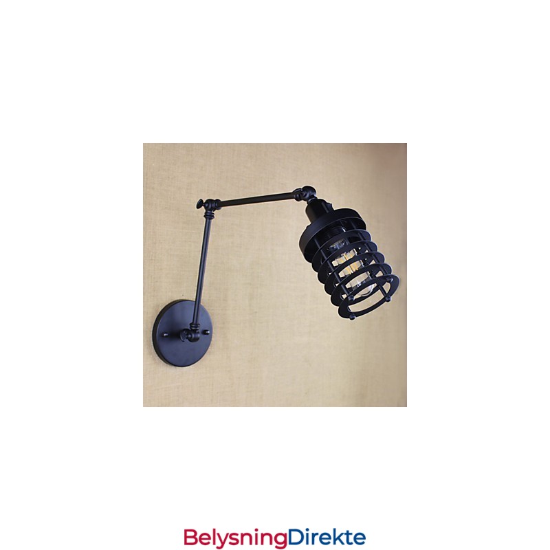 Stil Seng Hotellrestaurant Prosjekt Jernarm Dobbel Retro Vintage Svart Belte Vegglampe Bryter
