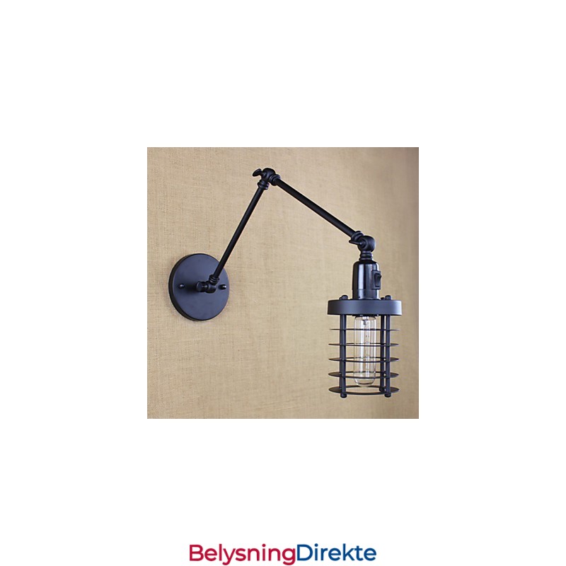 Stil Seng Hotellrestaurant Prosjekt Jernarm Dobbel Retro Vintage Svart Belte Vegglampe Bryter