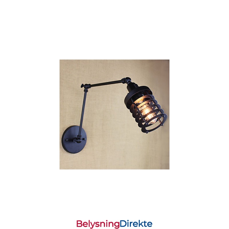 Stil Seng Hotellrestaurant Prosjekt Jernarm Dobbel Retro Vintage Svart Belte Vegglampe Bryter