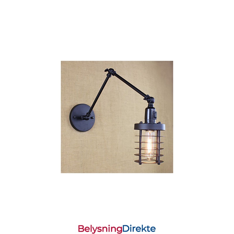 Stil Seng Hotellrestaurant Prosjekt Jernarm Dobbel Retro Vintage Svart Belte Vegglampe Bryter