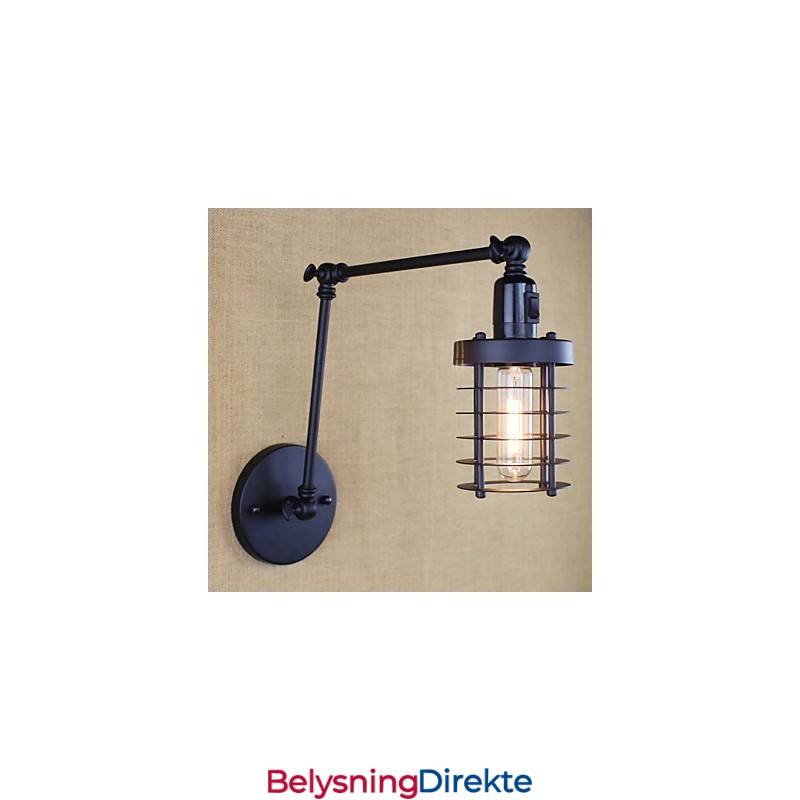 Stil Seng Hotellrestaurant Prosjekt Jernarm Dobbel Retro Vintage Svart Belte Vegglampe Bryter