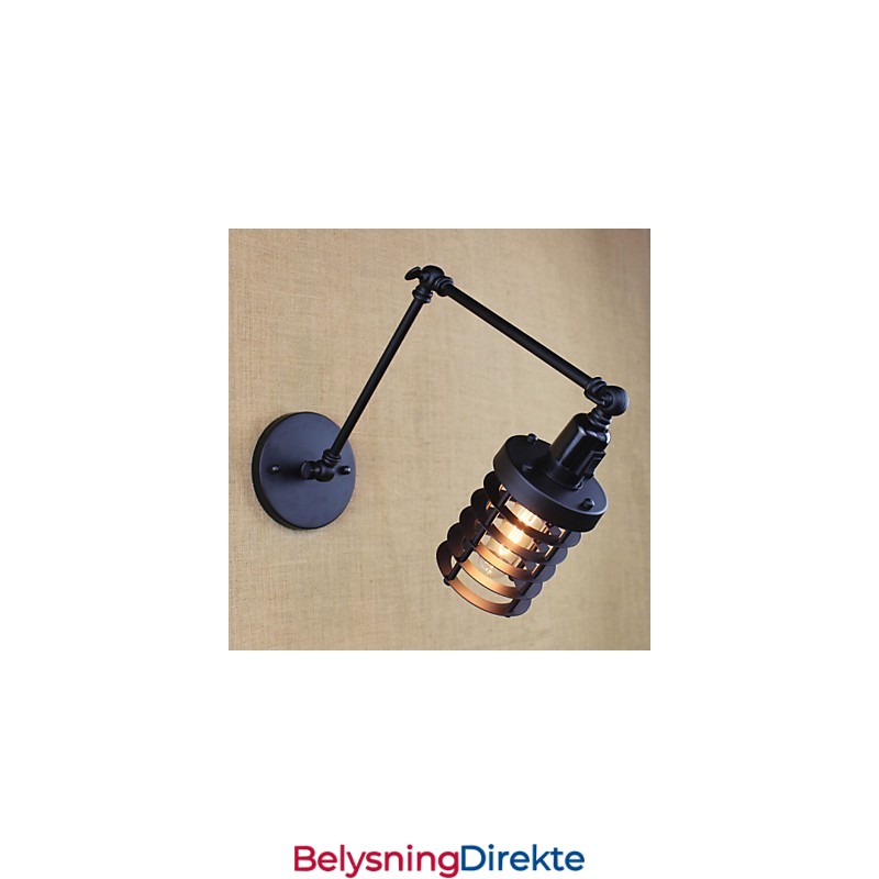 Stil Seng Hotellrestaurant Prosjekt Jernarm Dobbel Retro Vintage Svart Belte Vegglampe Bryter