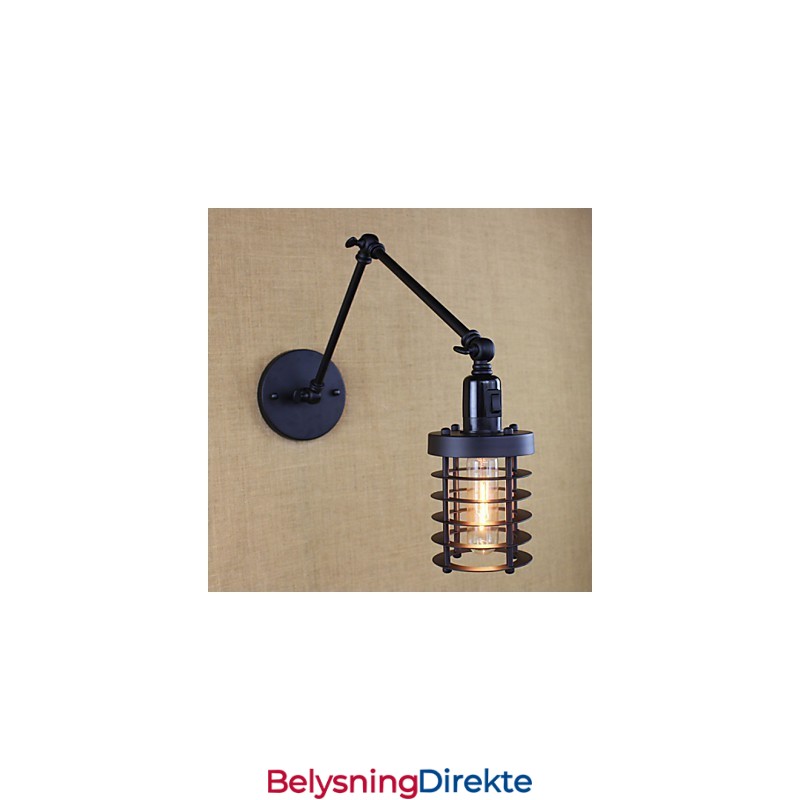 Stil Seng Hotellrestaurant Prosjekt Jernarm Dobbel Retro Vintage Svart Belte Vegglampe Bryter