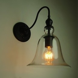 Vintage Vegglampe Én Lyskilde Stål Og Glass