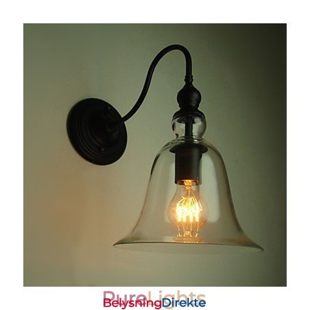 Vintage Vegglampe Én Lyskilde Stål Og Glass