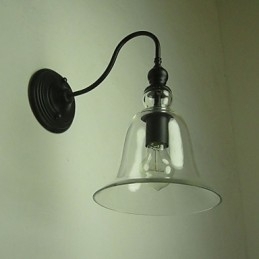 Vintage Vegglampe Én Lyskilde Stål Og Glass
