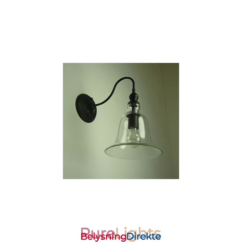 Vintage Vegglampe Én Lyskilde Stål Og Glass