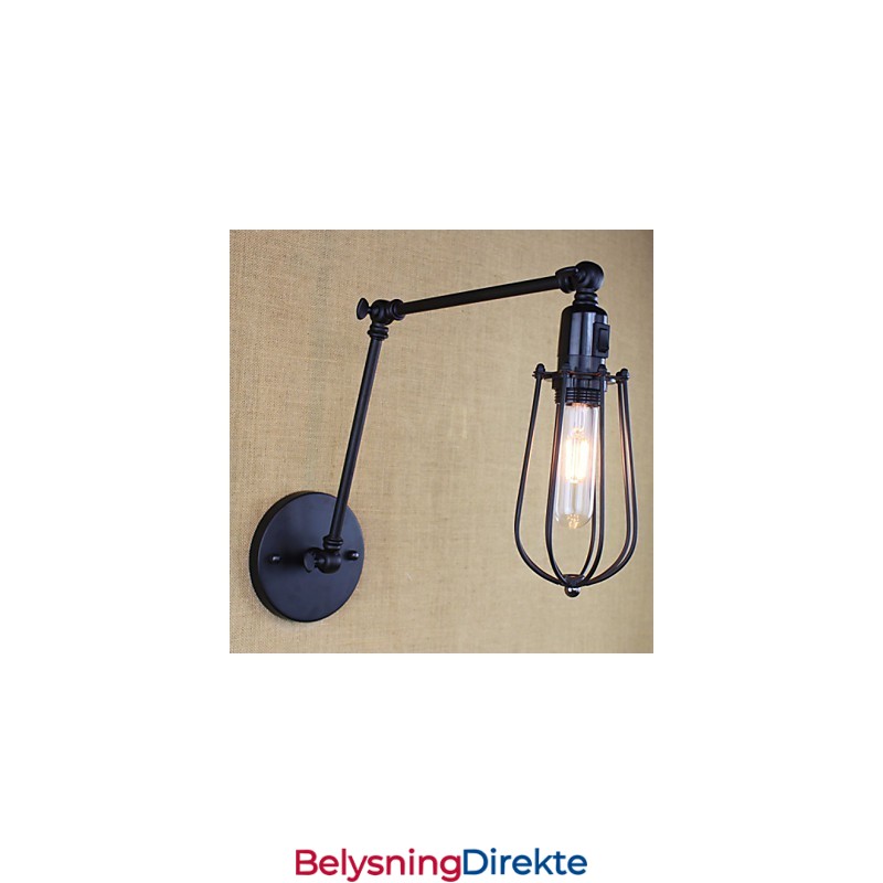 Stil Seng Hotellrestaurant Prosjekt Jernarm Dobbel Retro Vintage Svart Belte Vegglampe Bryter