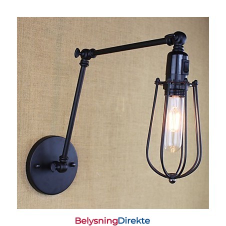 Stil Seng Hotellrestaurant Prosjekt Jernarm Dobbel Retro Vintage Svart Belte Vegglampe Bryter