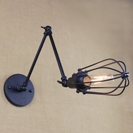 Stil Seng Hotellrestaurant Prosjekt Jernarm Dobbel Retro Vintage Svart Belte Vegglampe Bryter