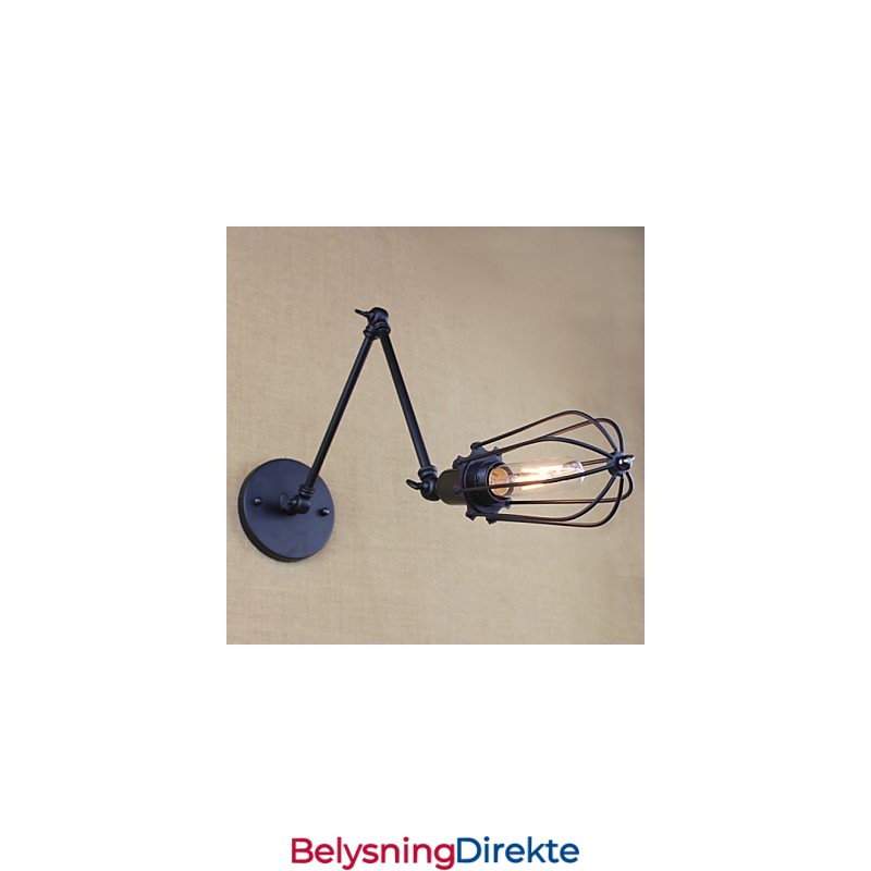 Stil Seng Hotellrestaurant Prosjekt Jernarm Dobbel Retro Vintage Svart Belte Vegglampe Bryter