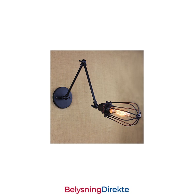 Stil Seng Hotellrestaurant Prosjekt Jernarm Dobbel Retro Vintage Svart Belte Vegglampe Bryter