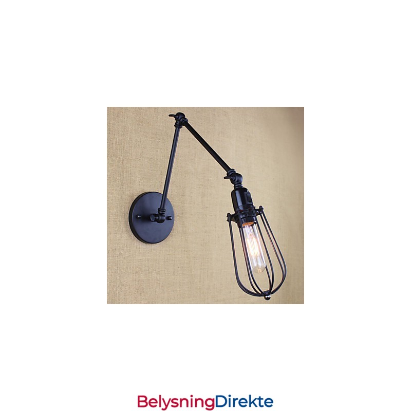 Stil Seng Hotellrestaurant Prosjekt Jernarm Dobbel Retro Vintage Svart Belte Vegglampe Bryter