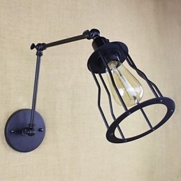 Stil Seng Hotellrestaurant Prosjekt Jernarm Dobbel Retro Vintage Svart Belte Vegglampe Bryter