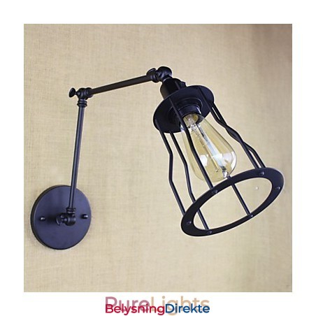 Stil Seng Hotellrestaurant Prosjekt Jernarm Dobbel Retro Vintage Svart Belte Vegglampe Bryter